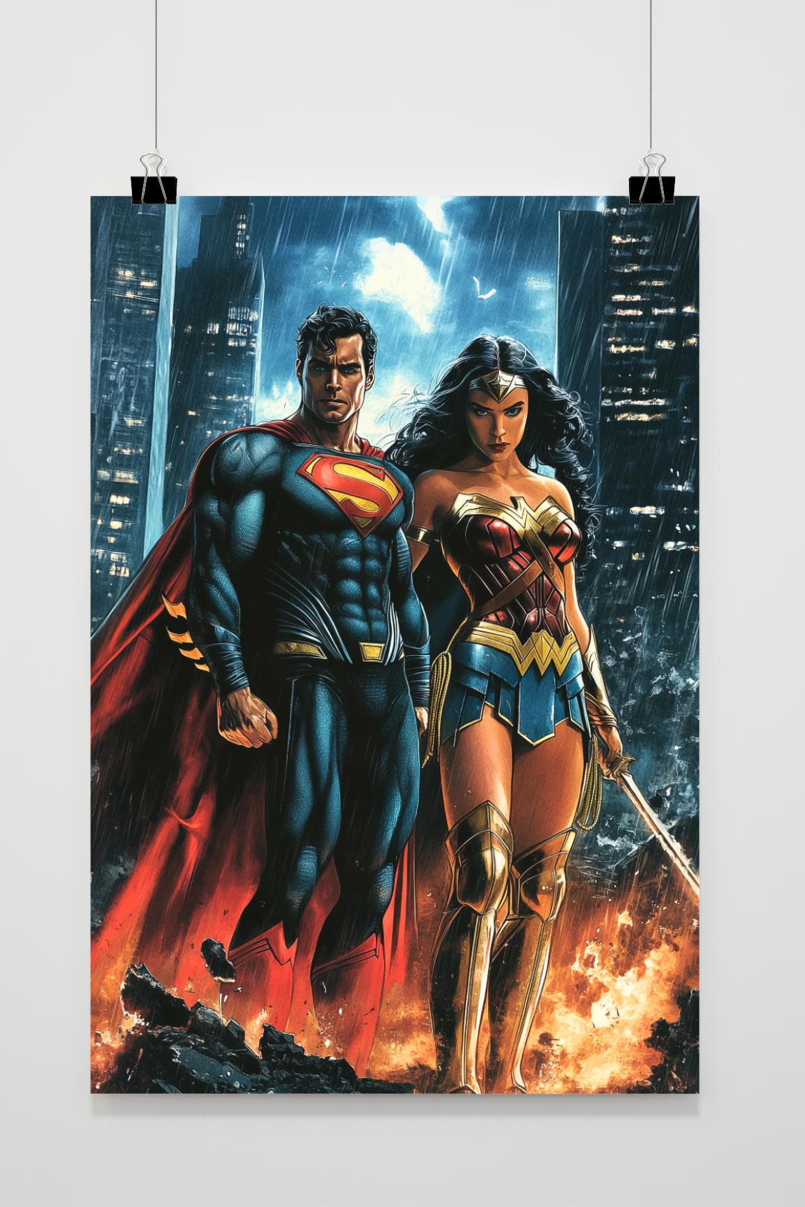Affiche Superman et Wonder Woman de 25 Artstreet
