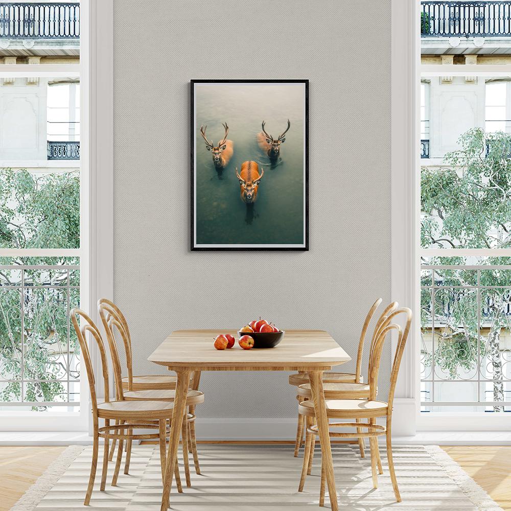 Cerfs au Lac dans un intérieur