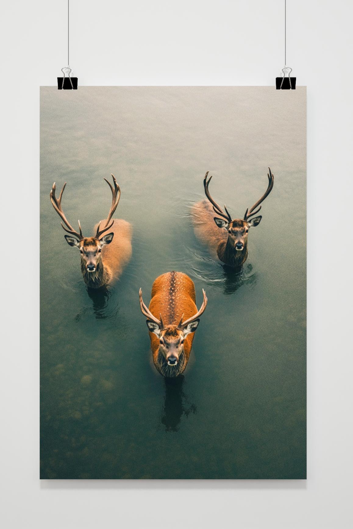 Affiche Cerfs au Lac de 25 Artstreet