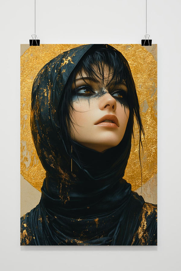 Frau mit Schal Poster
