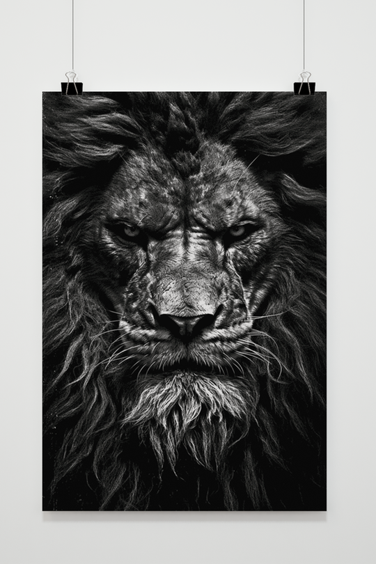 Löwe Poster Schwarz Weiß