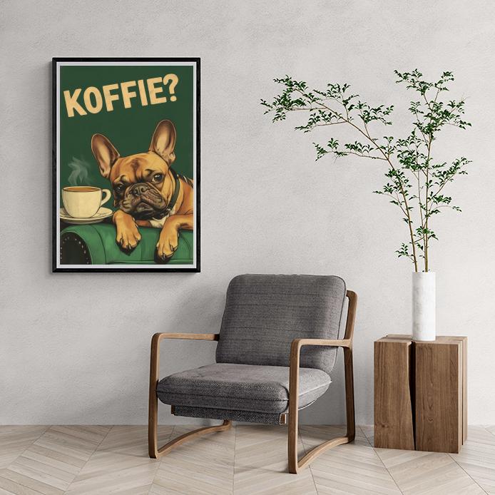 Bouledogue Français et Café dans un intérieur