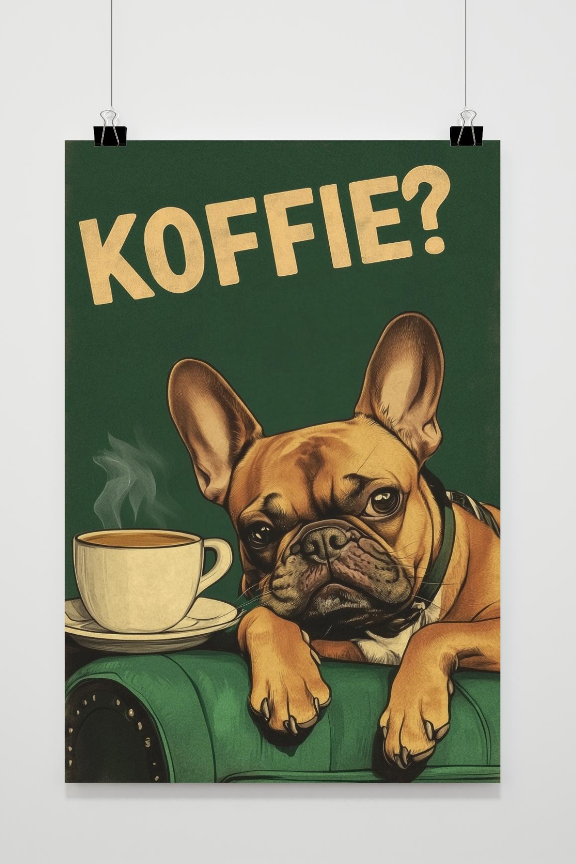 Affiche Bouledogue Français et Café de 25 Artstreet