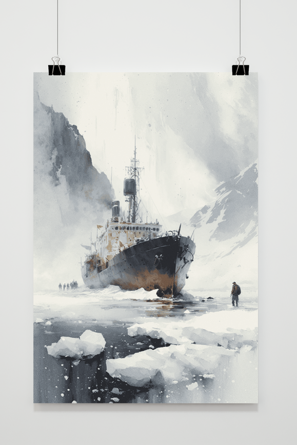 Schiff im Winter Poster