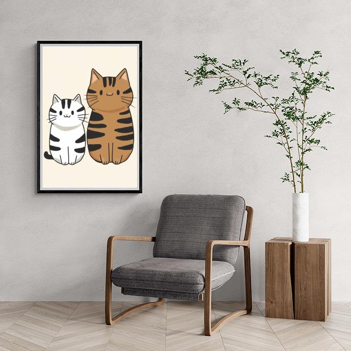 Chats Cartoon dans un intérieur