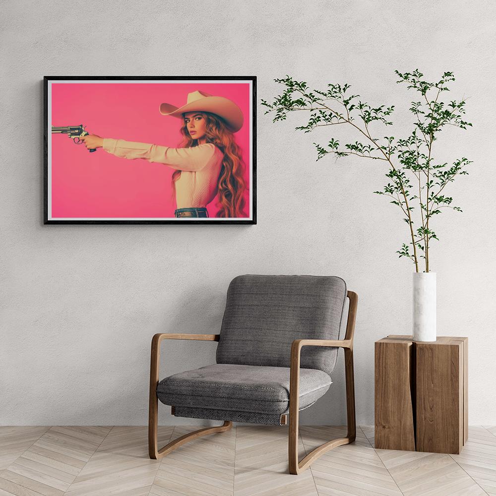 Cowgirl Pistolet dans un intérieur