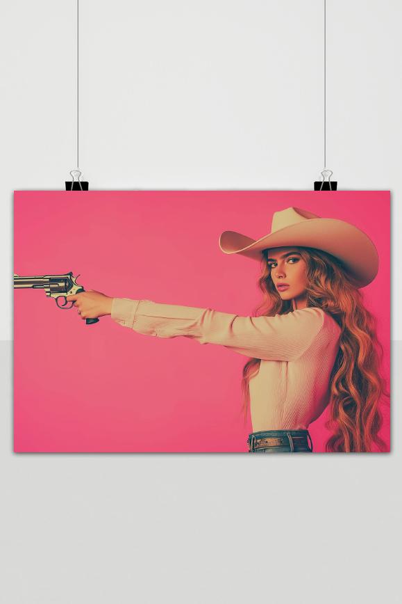 Affiche Cowgirl Pistolet de 25 Artstreet