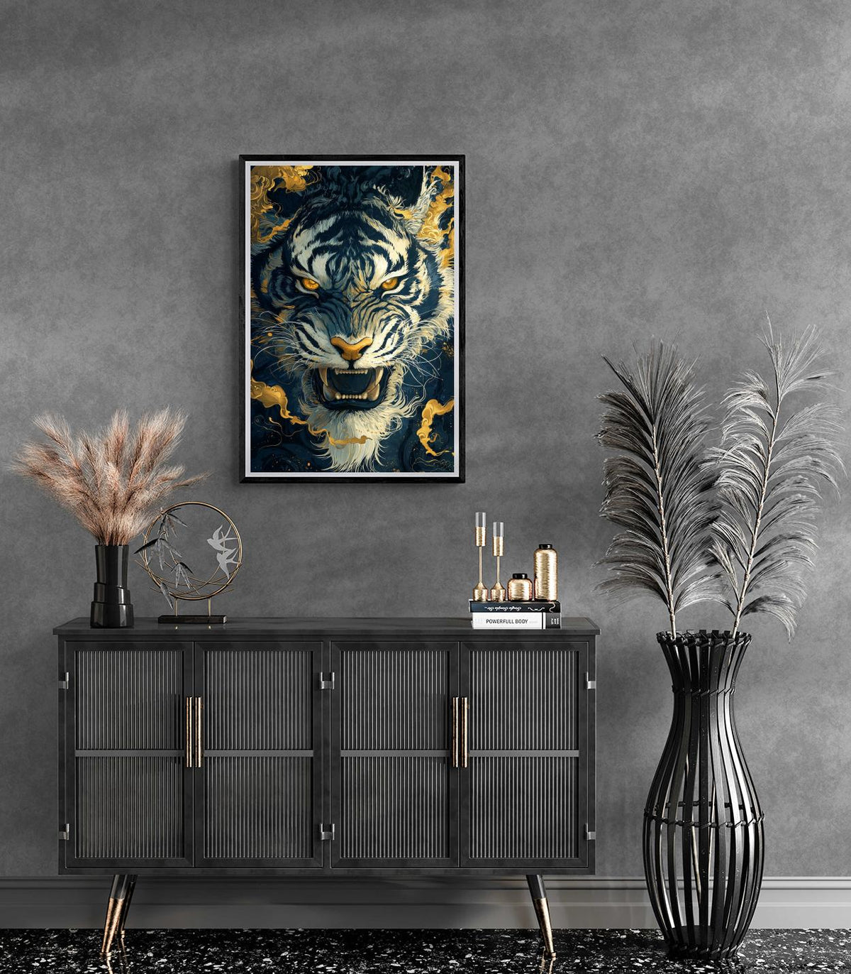 Tigre en un interior