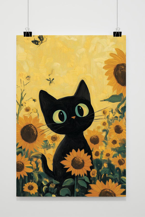 Katze Sonnenblume Poster