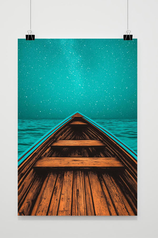 Póster Barco Cielo Estrellado