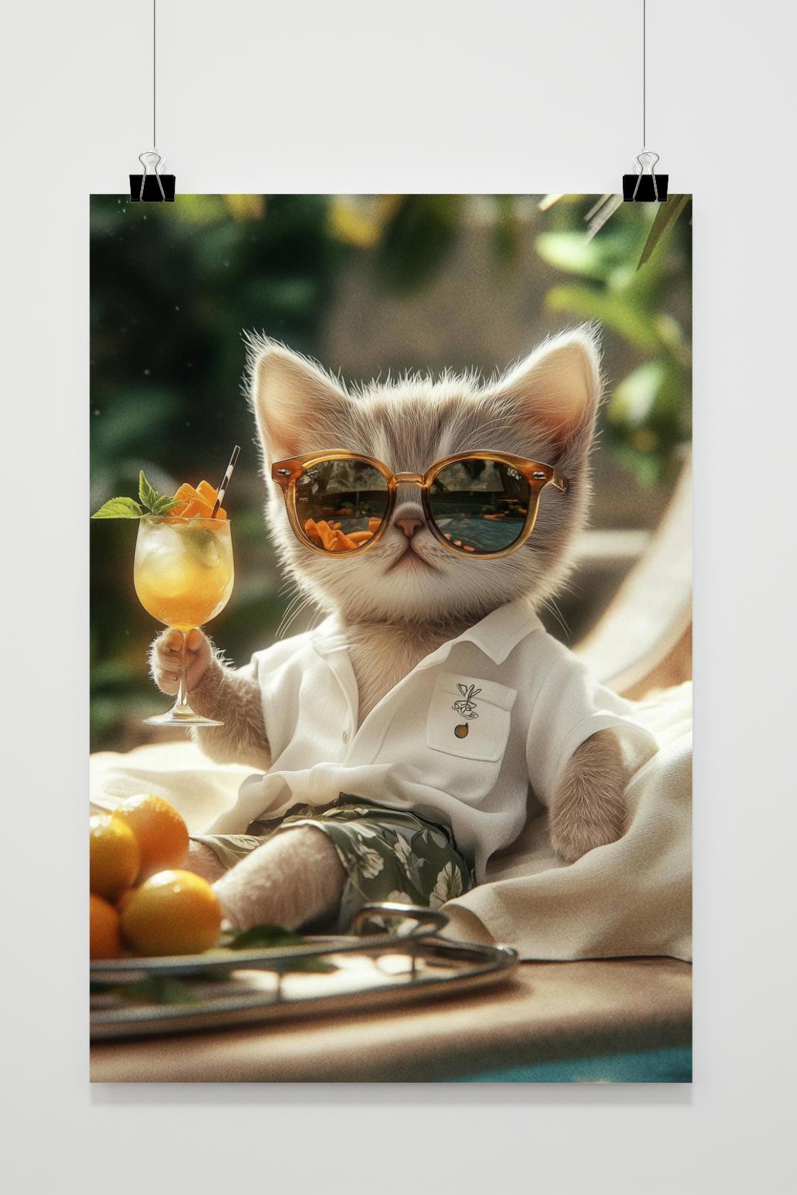 Póster Gatito Cóctel de 25 Artstreet