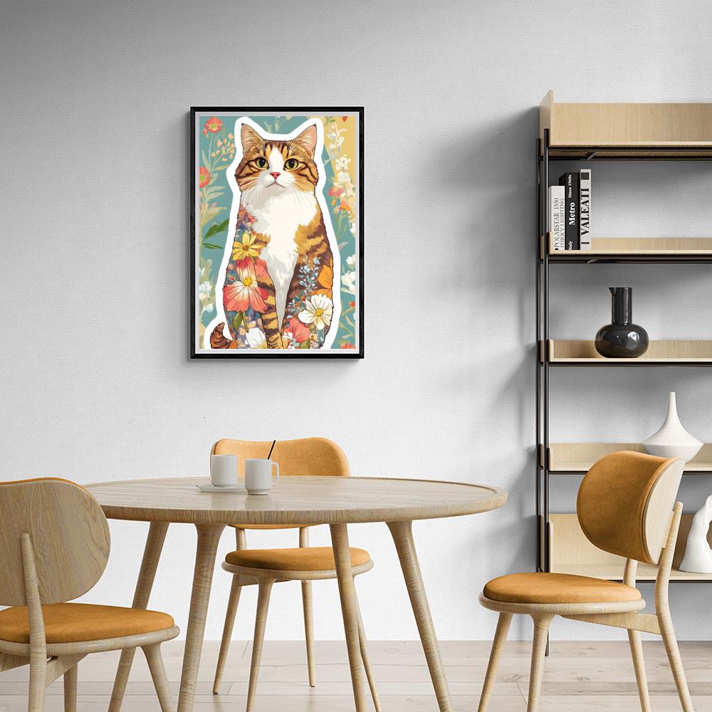 Chat Fleurs dans un intérieur