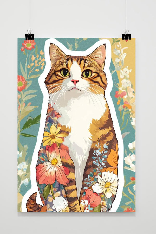 Katze Blumen Poster