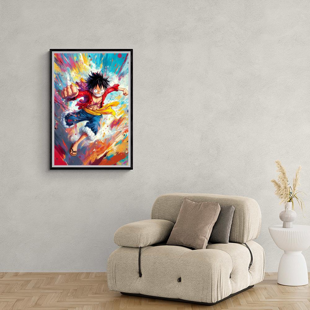 Luffy One Piece en un interior