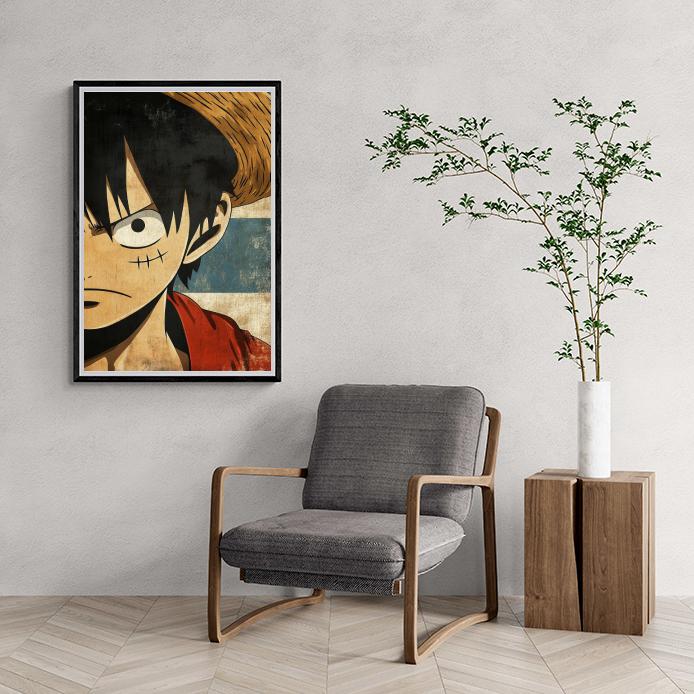 Luffy Vintage One Piece en un interior