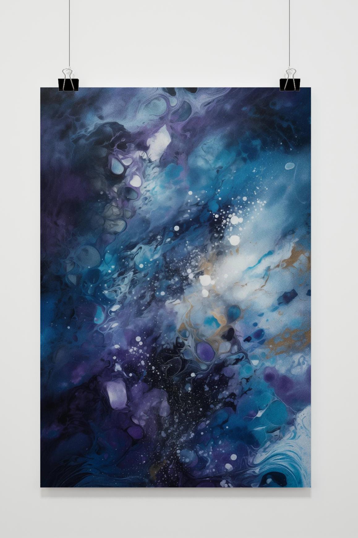 Affiche Aquarelle Abstraite Bleue de 25 Artstreet