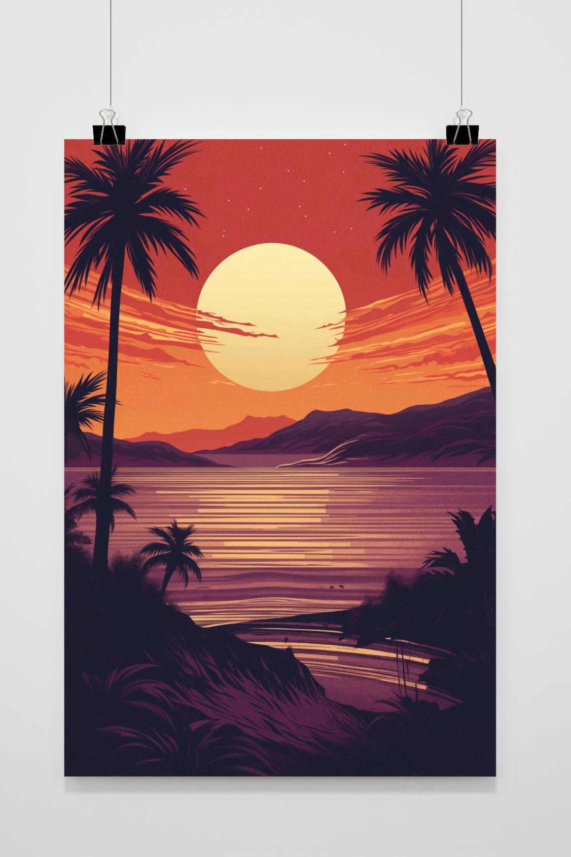 Affiche Coucher de Soleil Rétro de 25 Artstreet