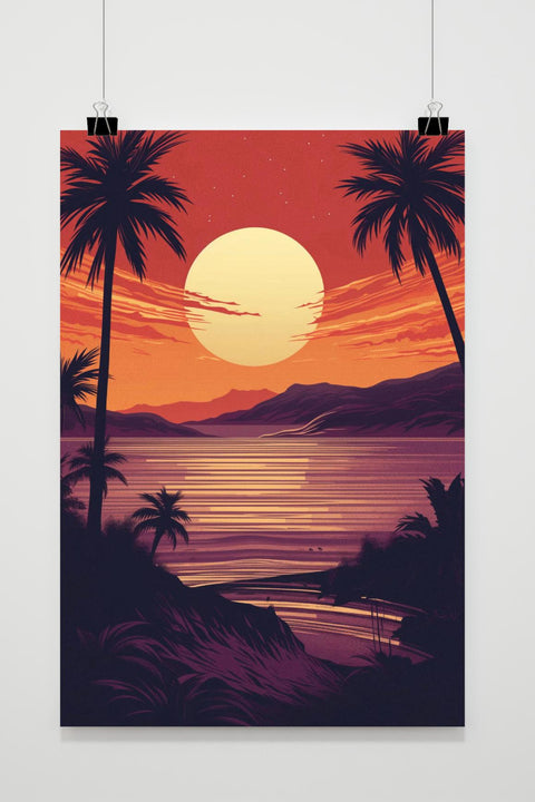 Affiche Coucher de Soleil Rétro