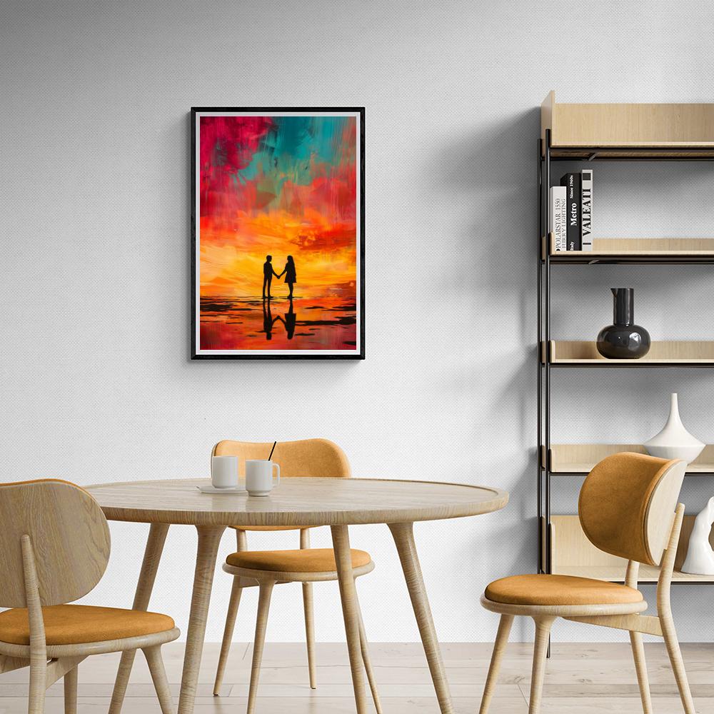 Couple au Coucher de Soleil dans un intérieur