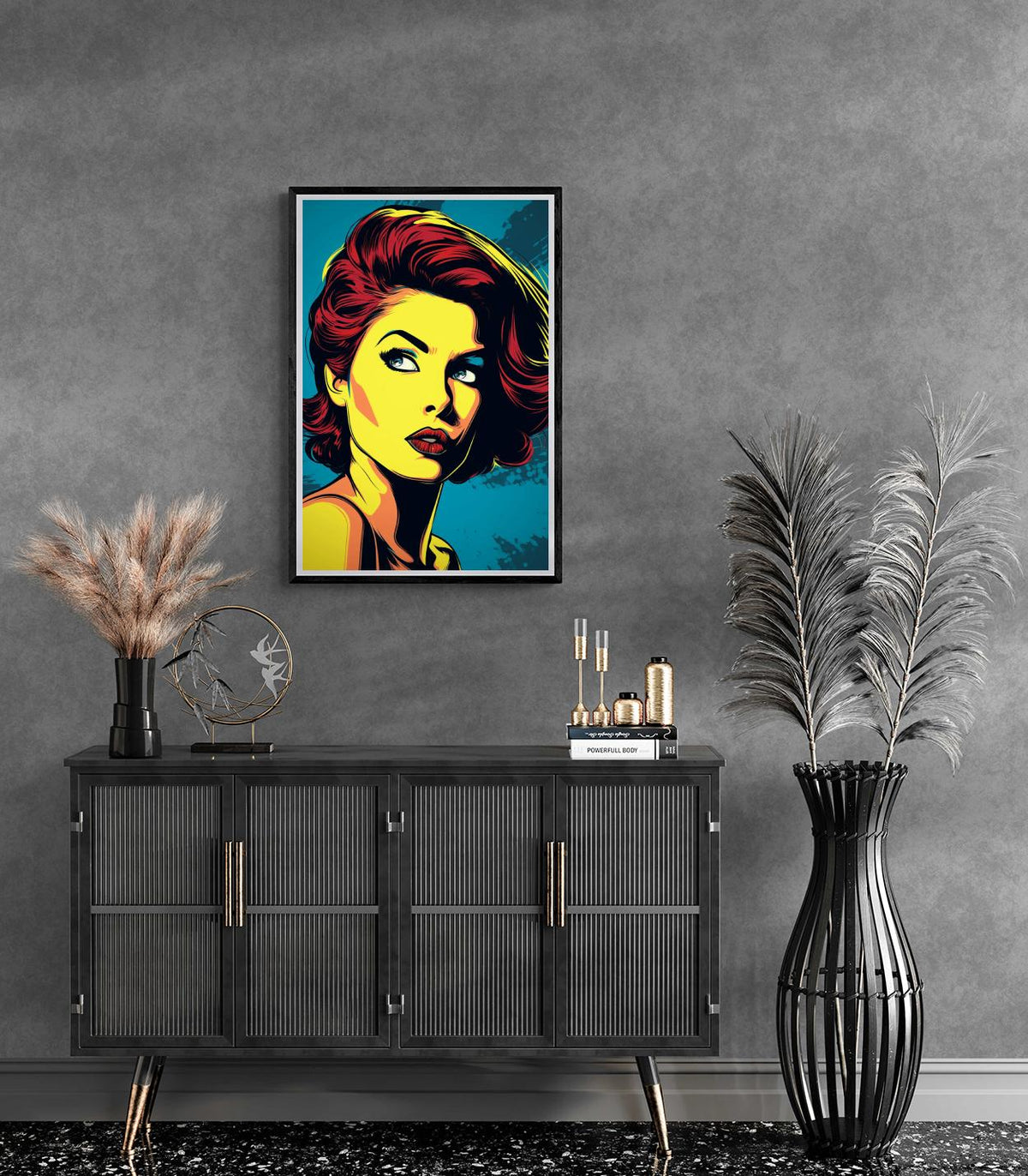 Femme Pop Art dans un intérieur