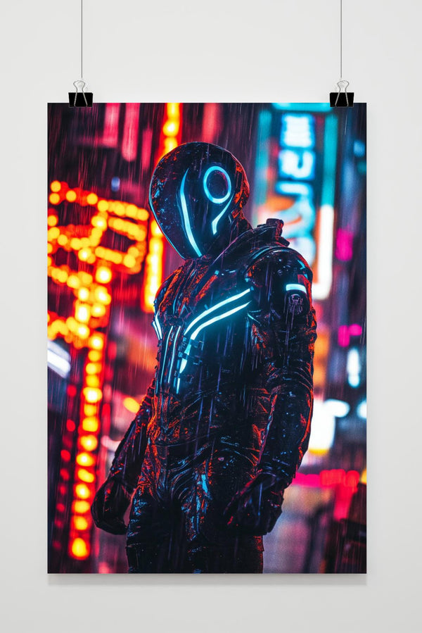 Cyberpunk Krijger poster