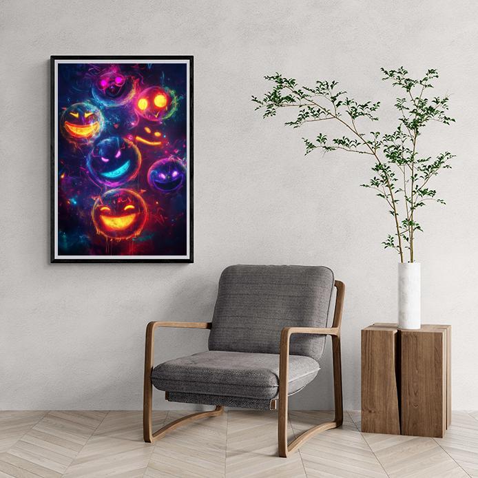 Emoji's Neon dans un intérieur