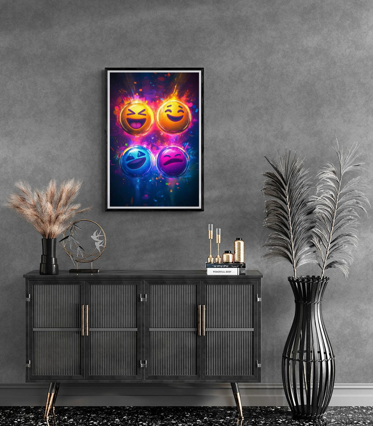 Neon Emoji's dans un intérieur