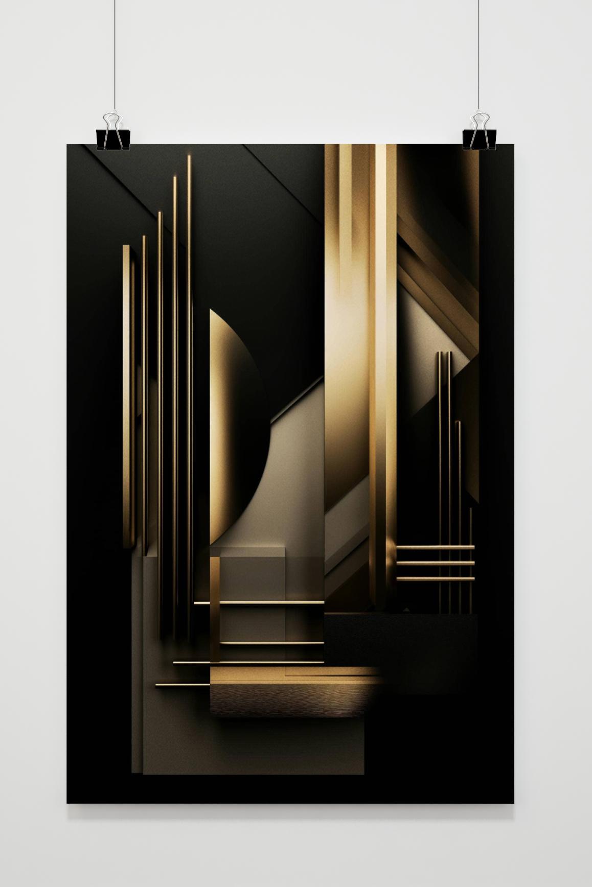 Póster Geométrico Dorado de 25 Artstreet