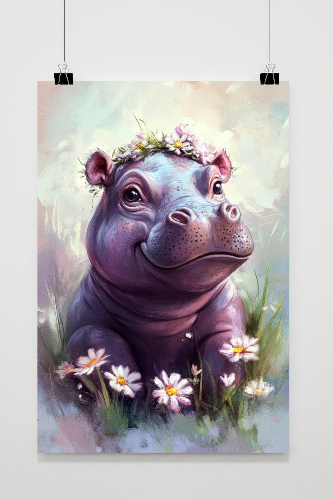 Affiche Bébé Hippopotame de 25 Artstreet