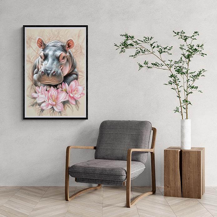 Hippopotame dans un intérieur