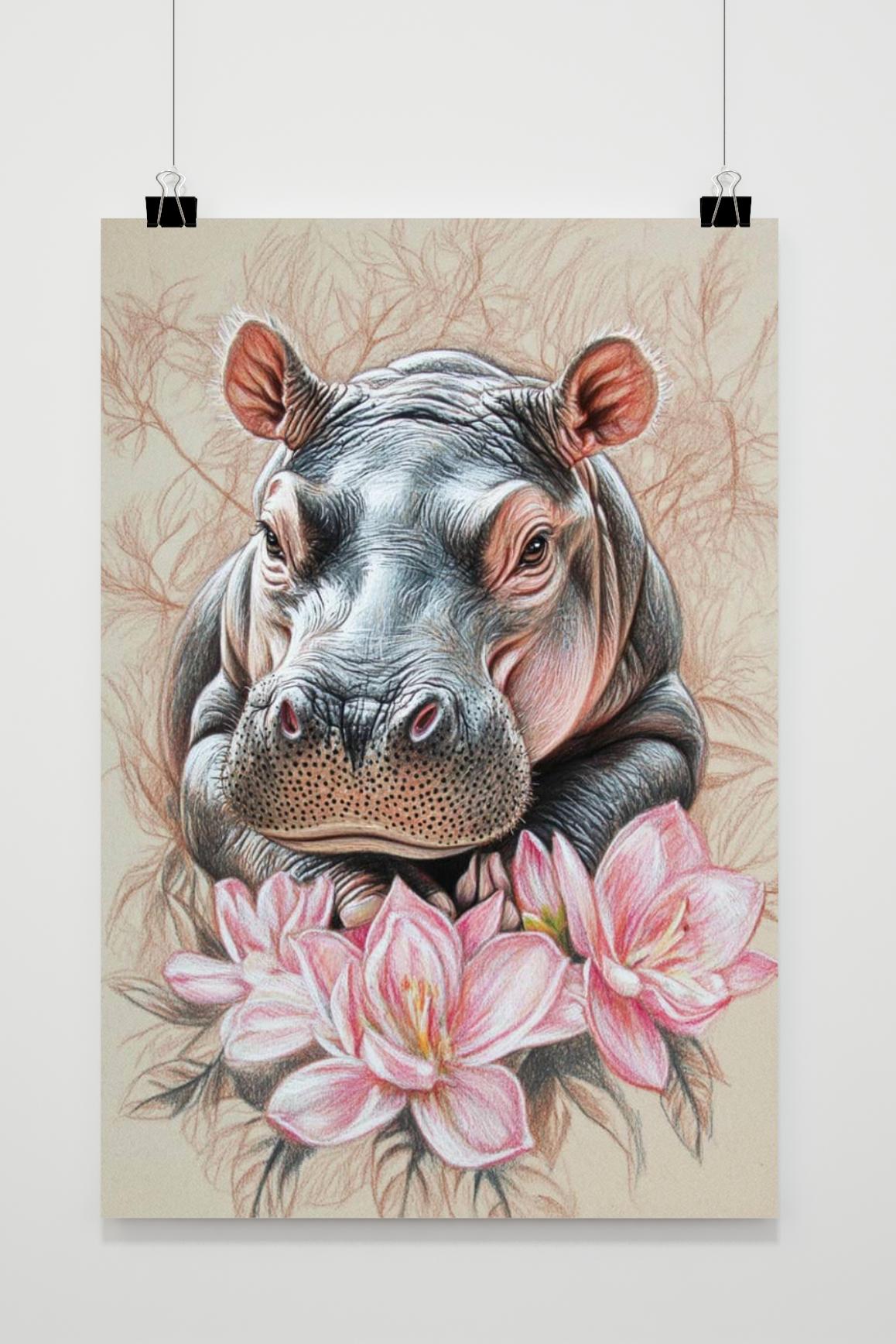 Affiche Hippopotame de 25 Artstreet