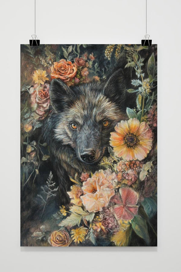 Wolf Blumen Poster