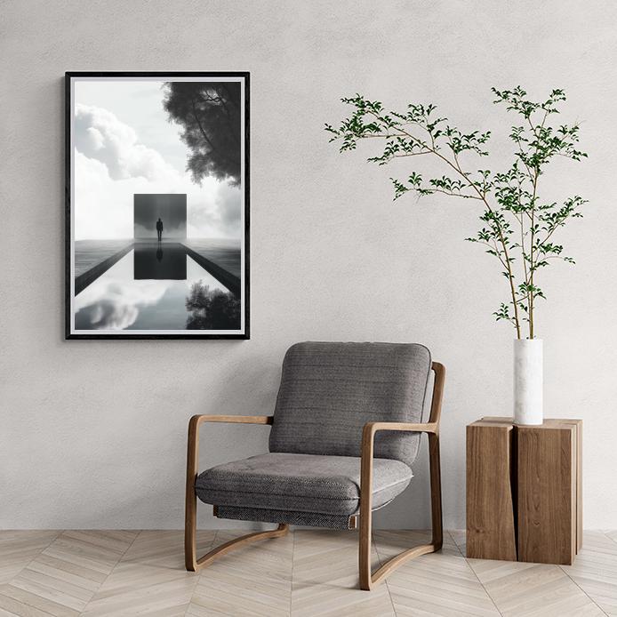 Man Portal dans un intérieur