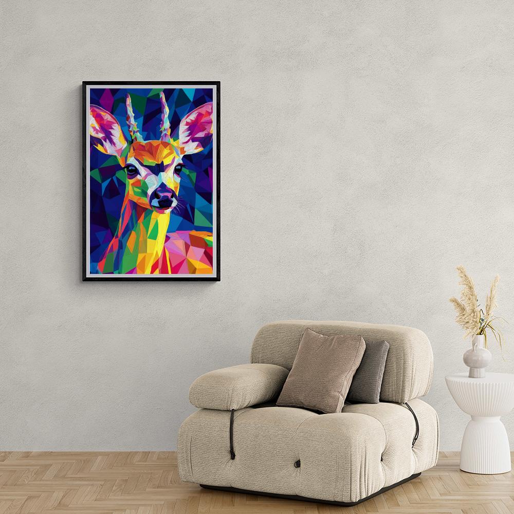 Cerf Pop Art dans un intérieur