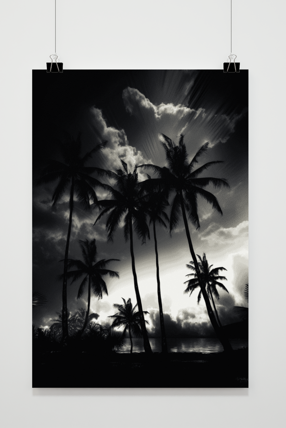 Zwart Wit Palmbomen poster
