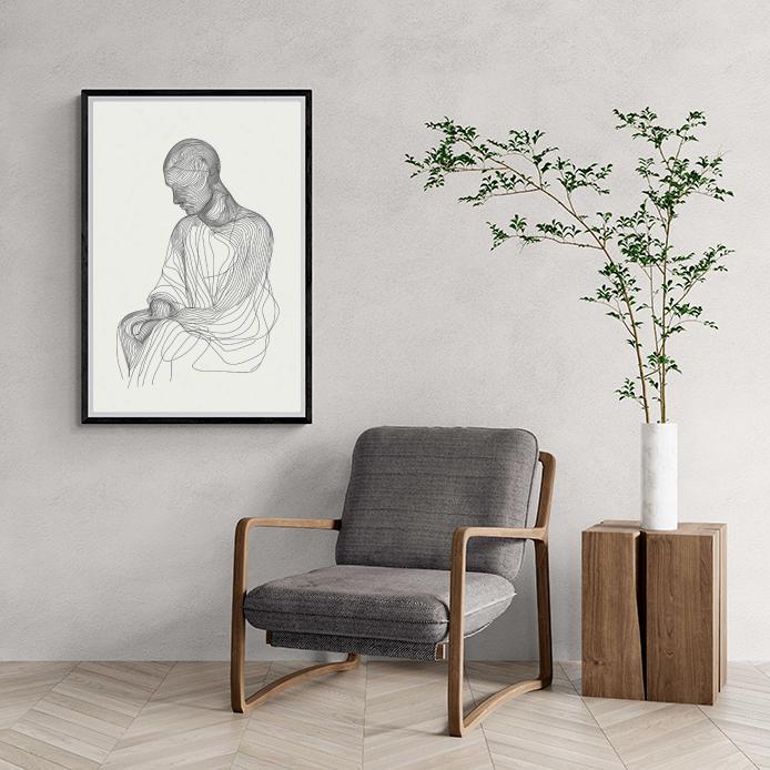 Man Zittend dans un intérieur
