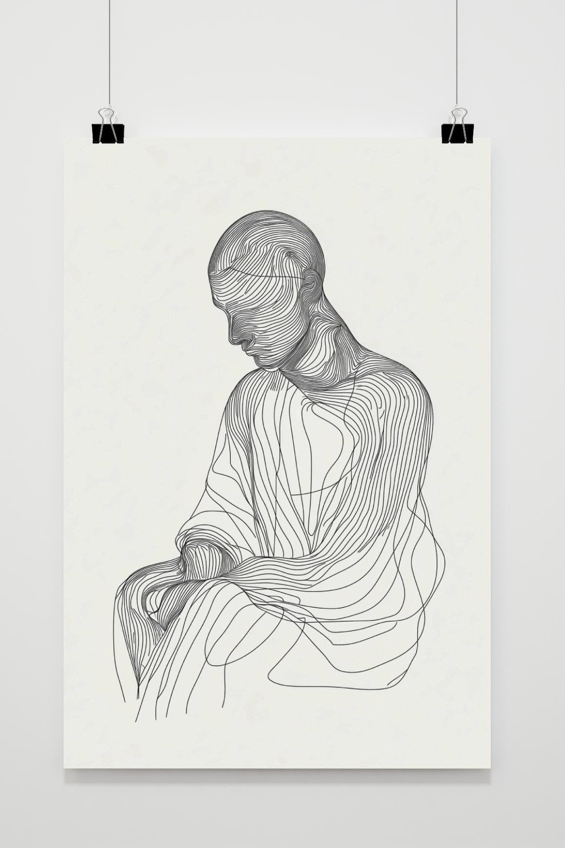 Affiche Man Zittend de 25 Artstreet