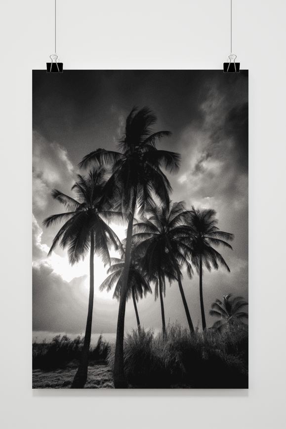 Póster Palmeras en Blanco y Negro