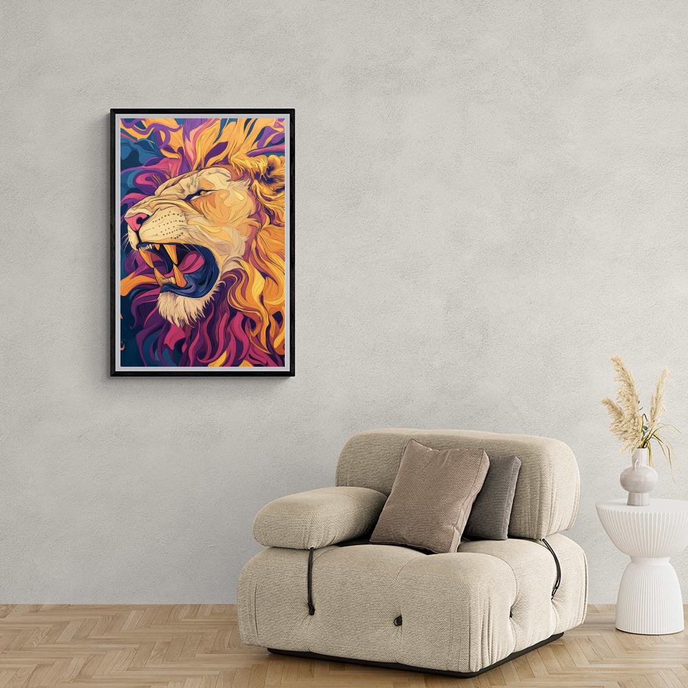 Lion Coloré dans un intérieur