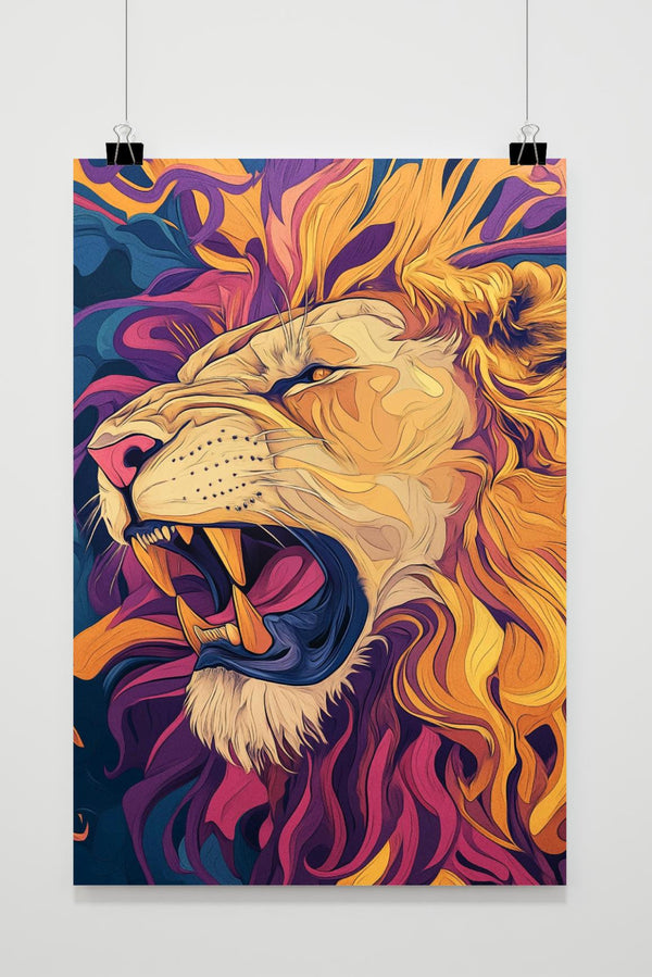 Löwe Farbenfroh Poster