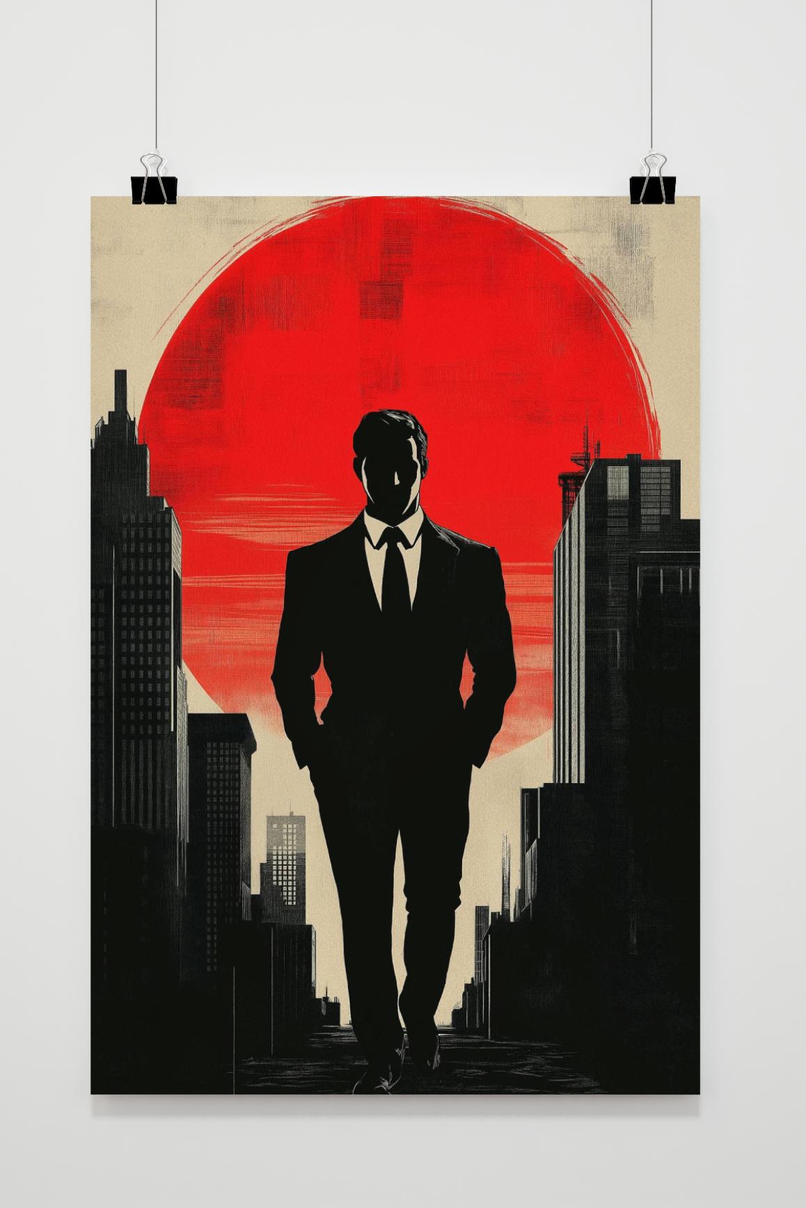 Póster Hombre Luna Roja de 25 Artstreet