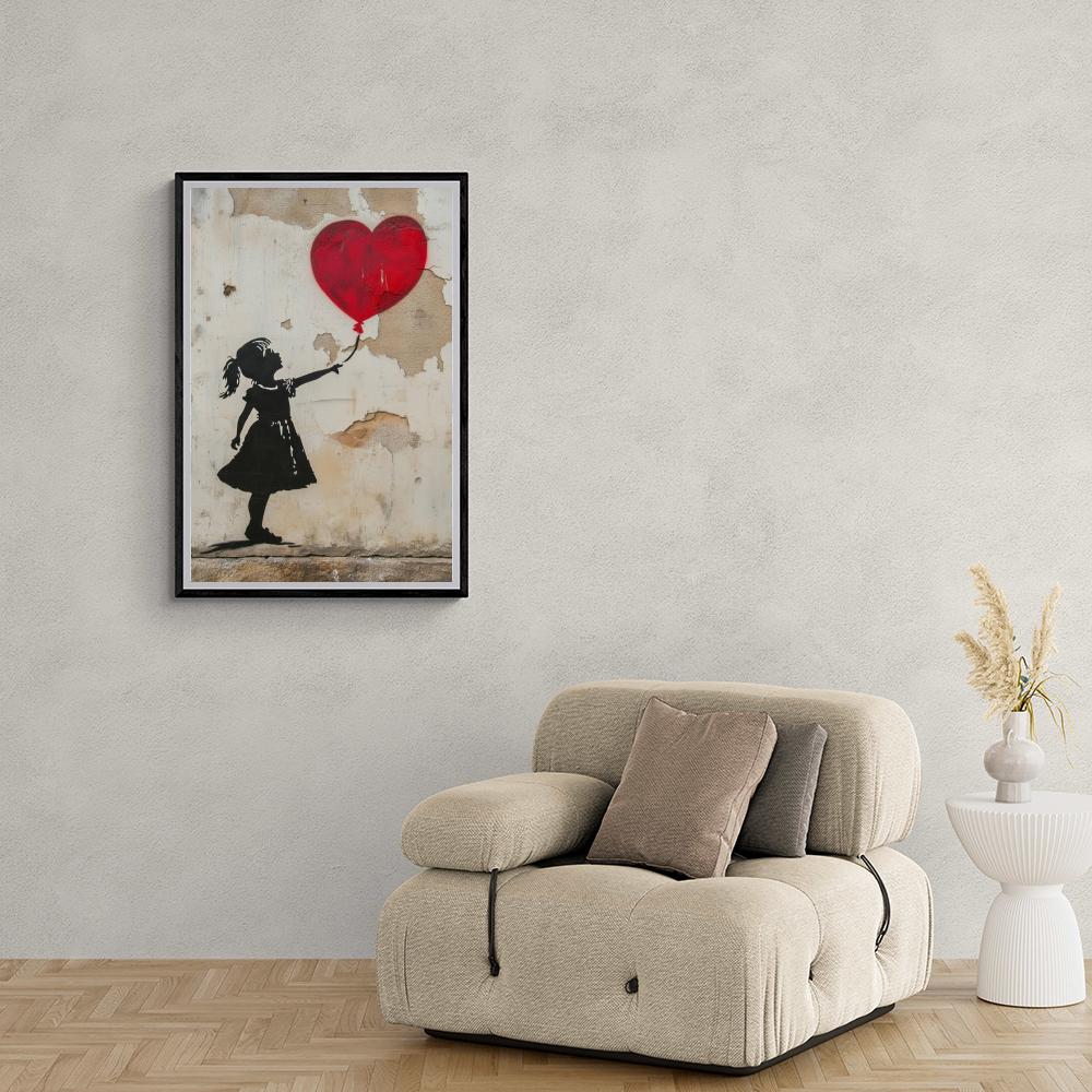 Ballon Cœur Banksy dans un intérieur
