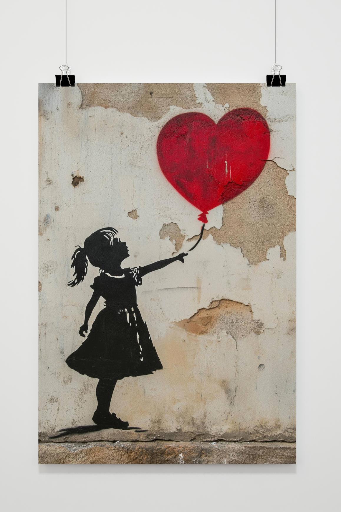 Affiche Ballon Cœur Banksy de 25 Artstreet