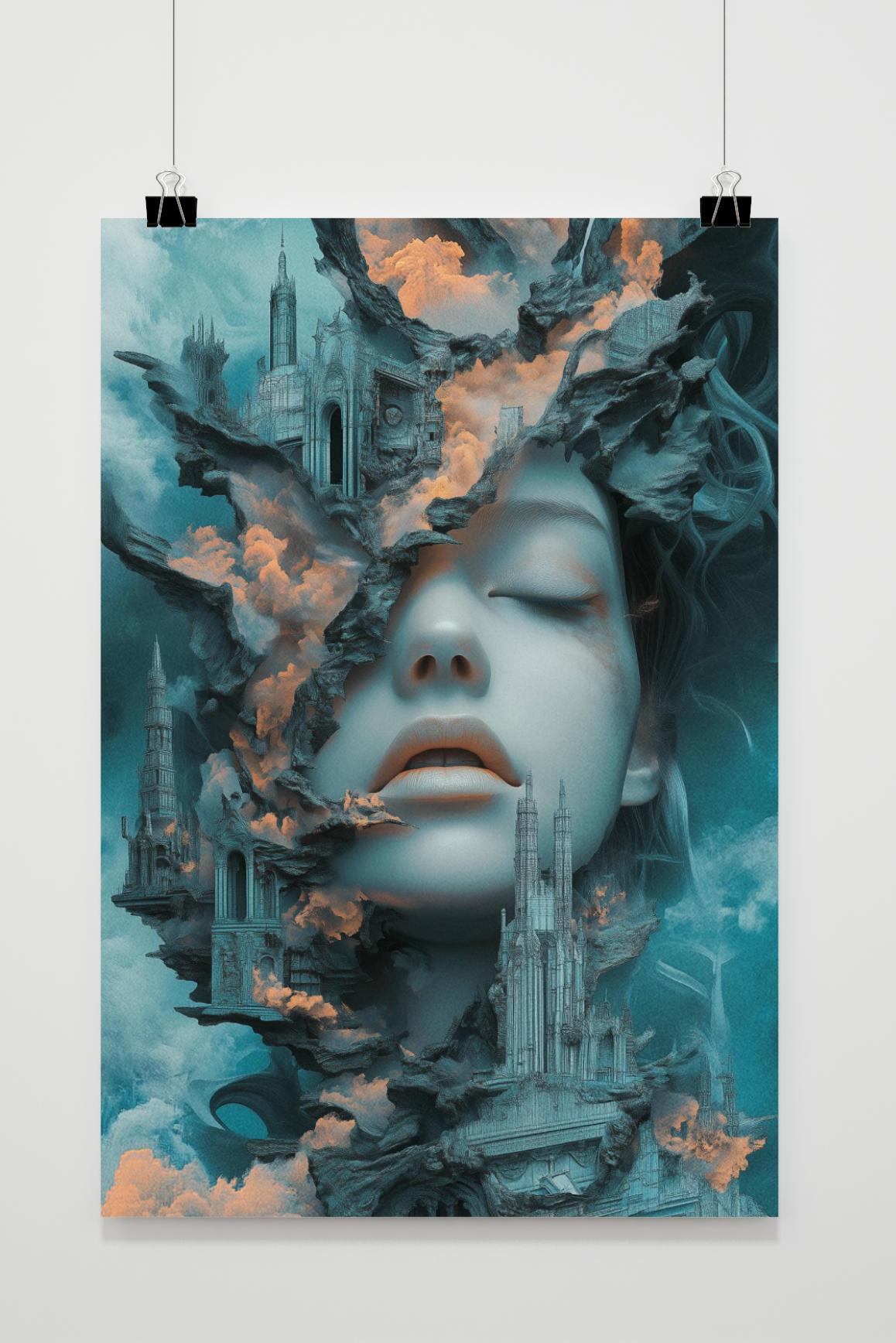 Affiche Femme et Bâtiments de 25 Artstreet