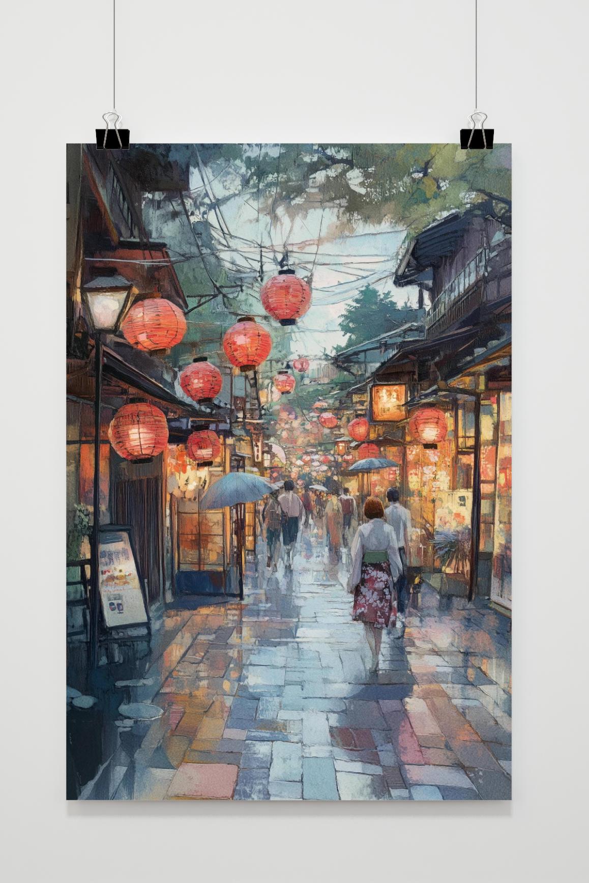Affiche Kyoto Lanterne de 25 Artstreet