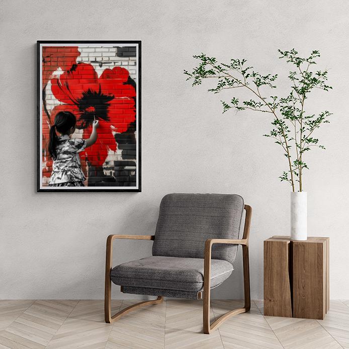 Meisje Muurkunst dans un intérieur