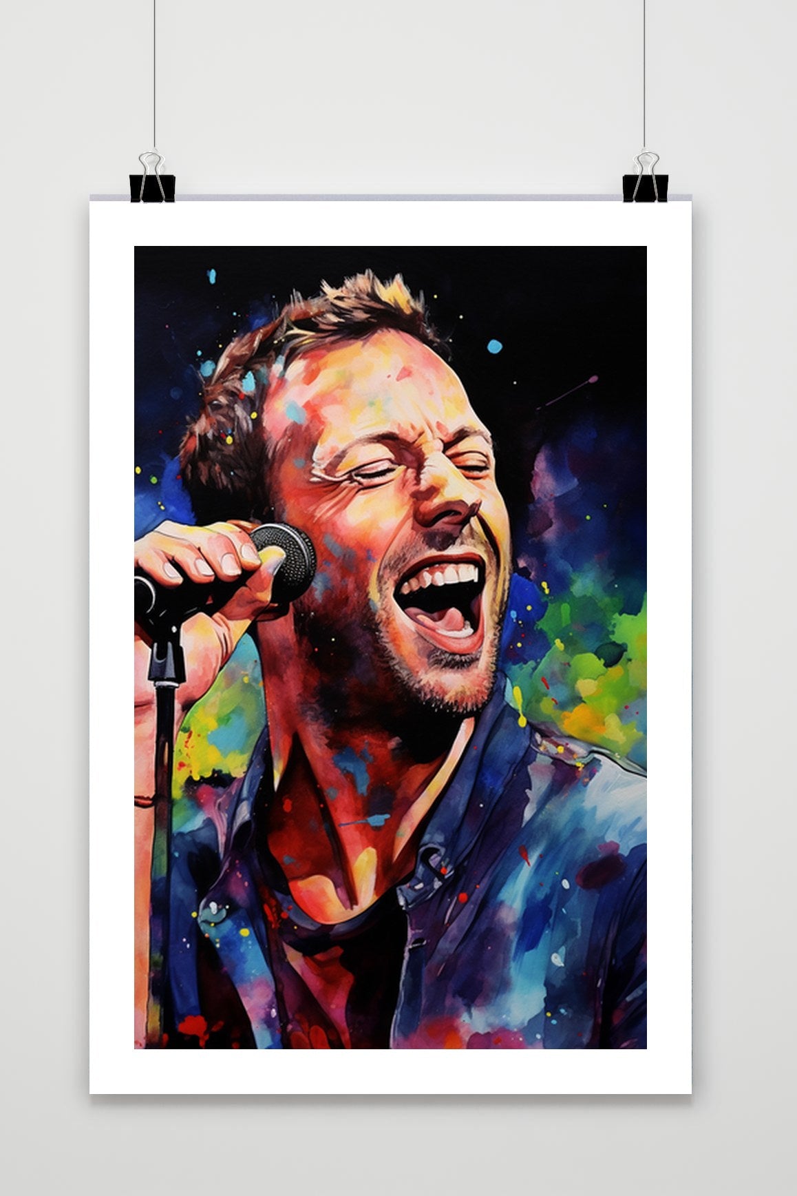 Chris Martin Coldplay poster met witte rand (passe-partout)