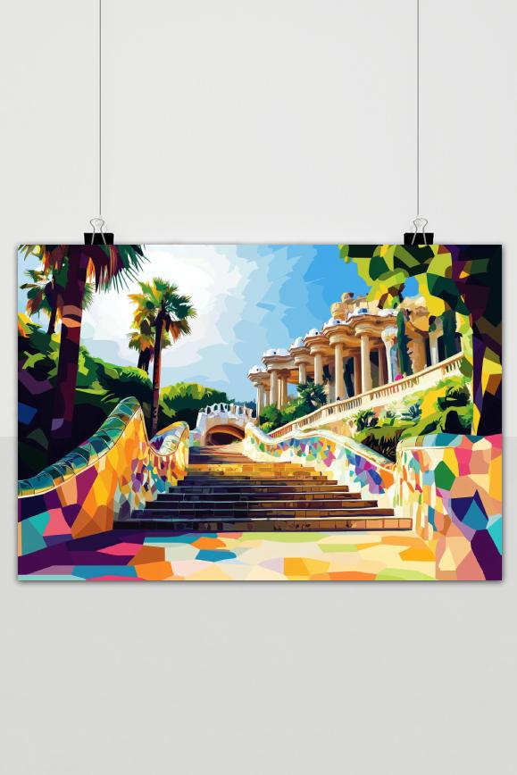 Póster Park Güell Pop Art