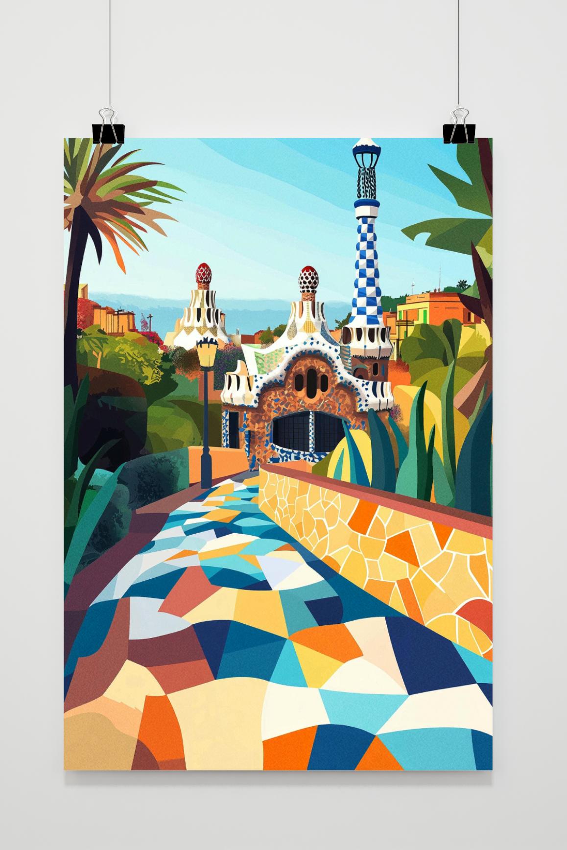 Affiche Barcelone Park Güell de 25 Artstreet