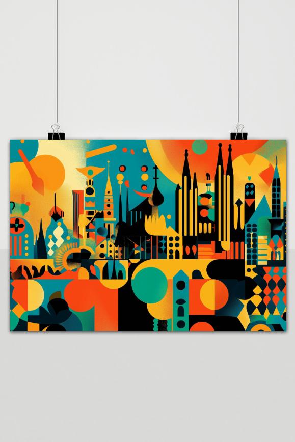 Affiche Barcelone Abstrait de 25 Artstreet